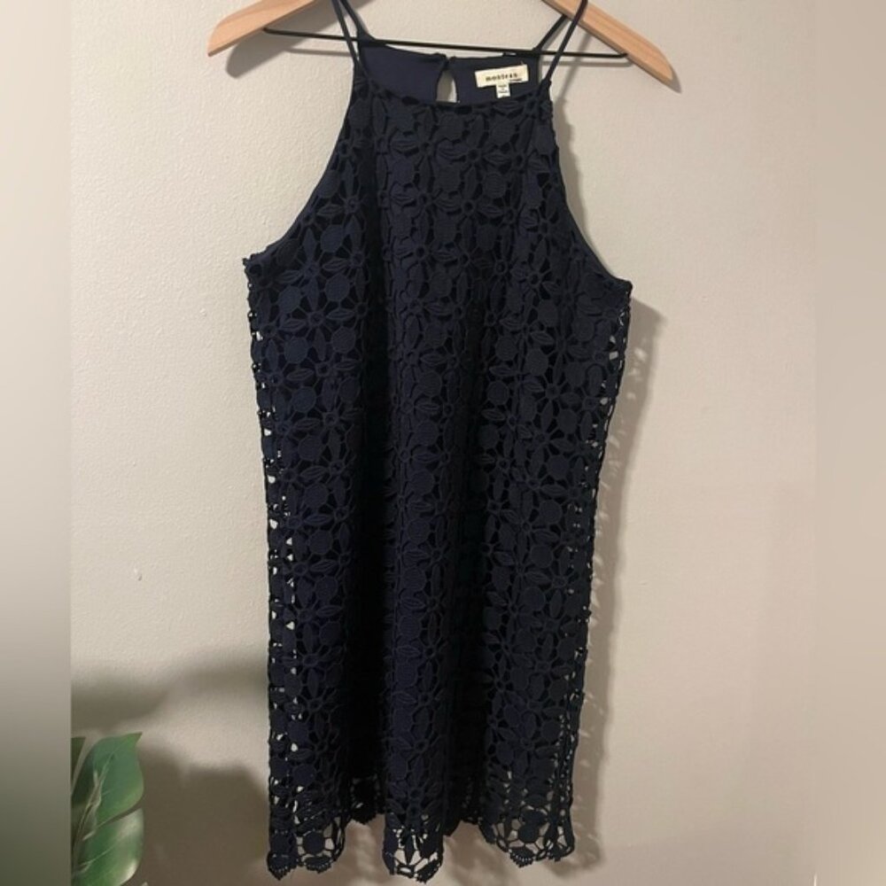 Monteau Lace Dress Navy Blue Lined Size Small